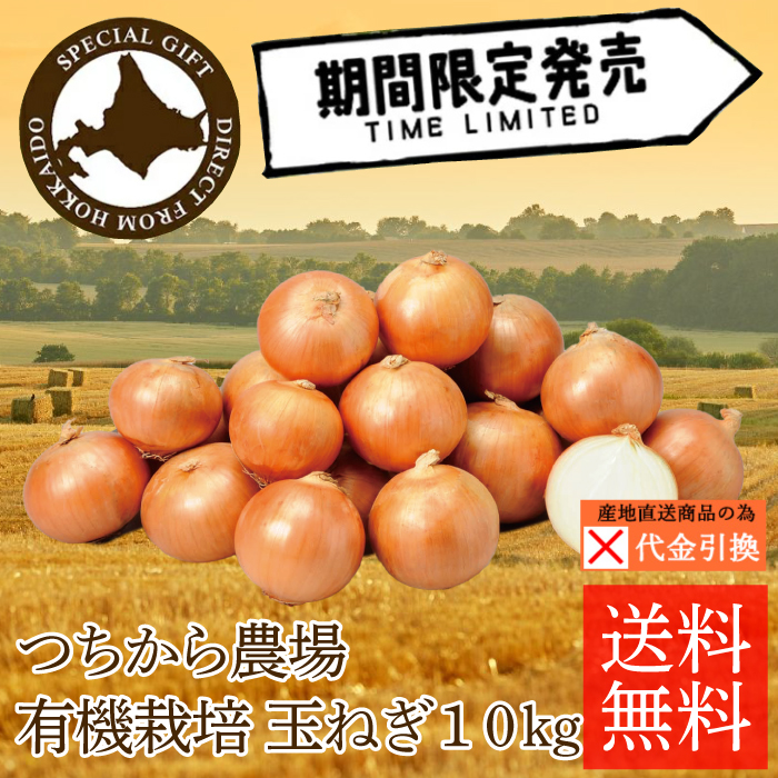 ☆好評予約受付中☆【代引不可】【送料込】【数量限定】有機栽培玉葱Ｍ～Ｌサイズ１０kg【10月中旬頃から順次発送】【出荷日・配達日指定不可】