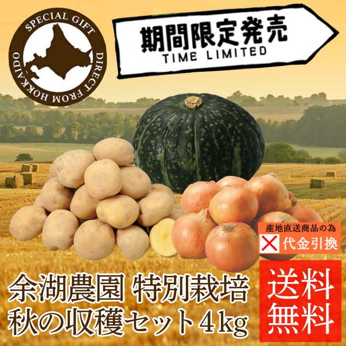 ☆好評予約受付中☆【代引不可】【送料込】【数量限定】特別栽培　秋の収穫セット　4ｋｇ【10月上旬頃から順次発送】【出荷日・配達日指定不可】