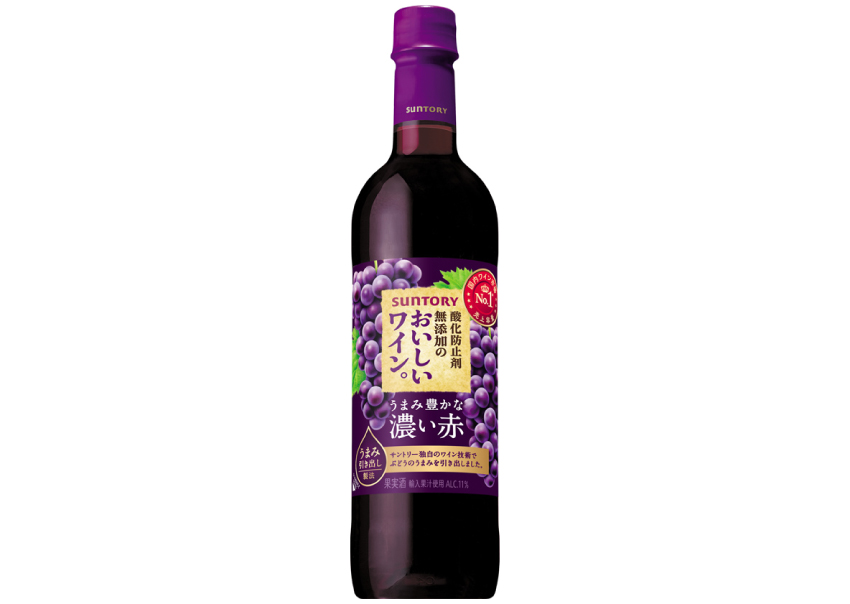 サントリー　酸化防止剤無添加のおいしいワイン　濃い赤　720ml×12本【ケース】【日本】【赤ワイン】