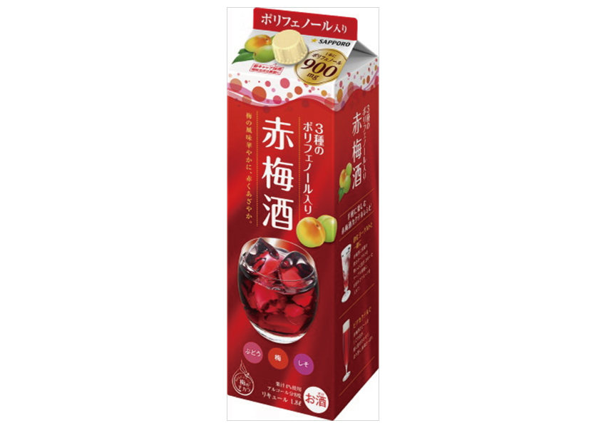 サッポロビール　３種のポリフェノール入り　赤梅酒　紙パック　1.8Ｌ×６本【ケース】【梅酒】