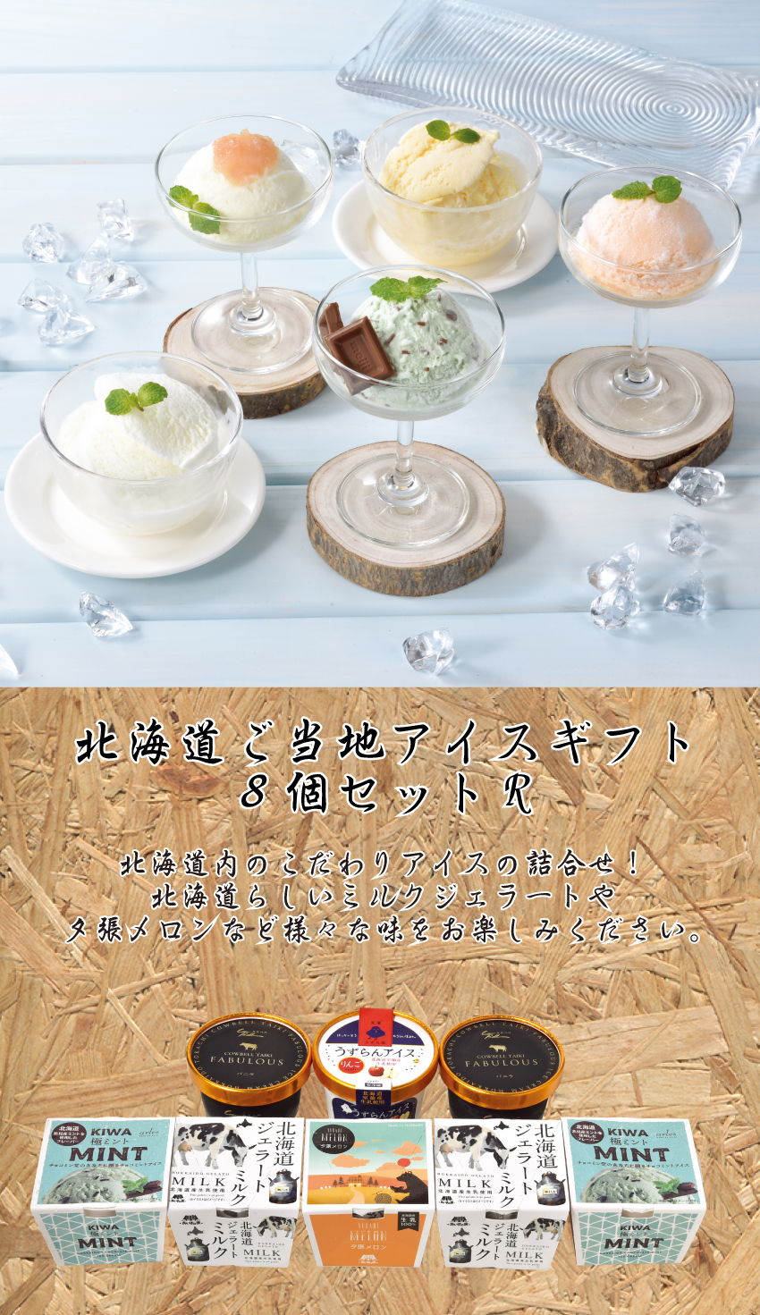 【代引不可】【送料込】北海道ご当地アイスギフト8個セットR